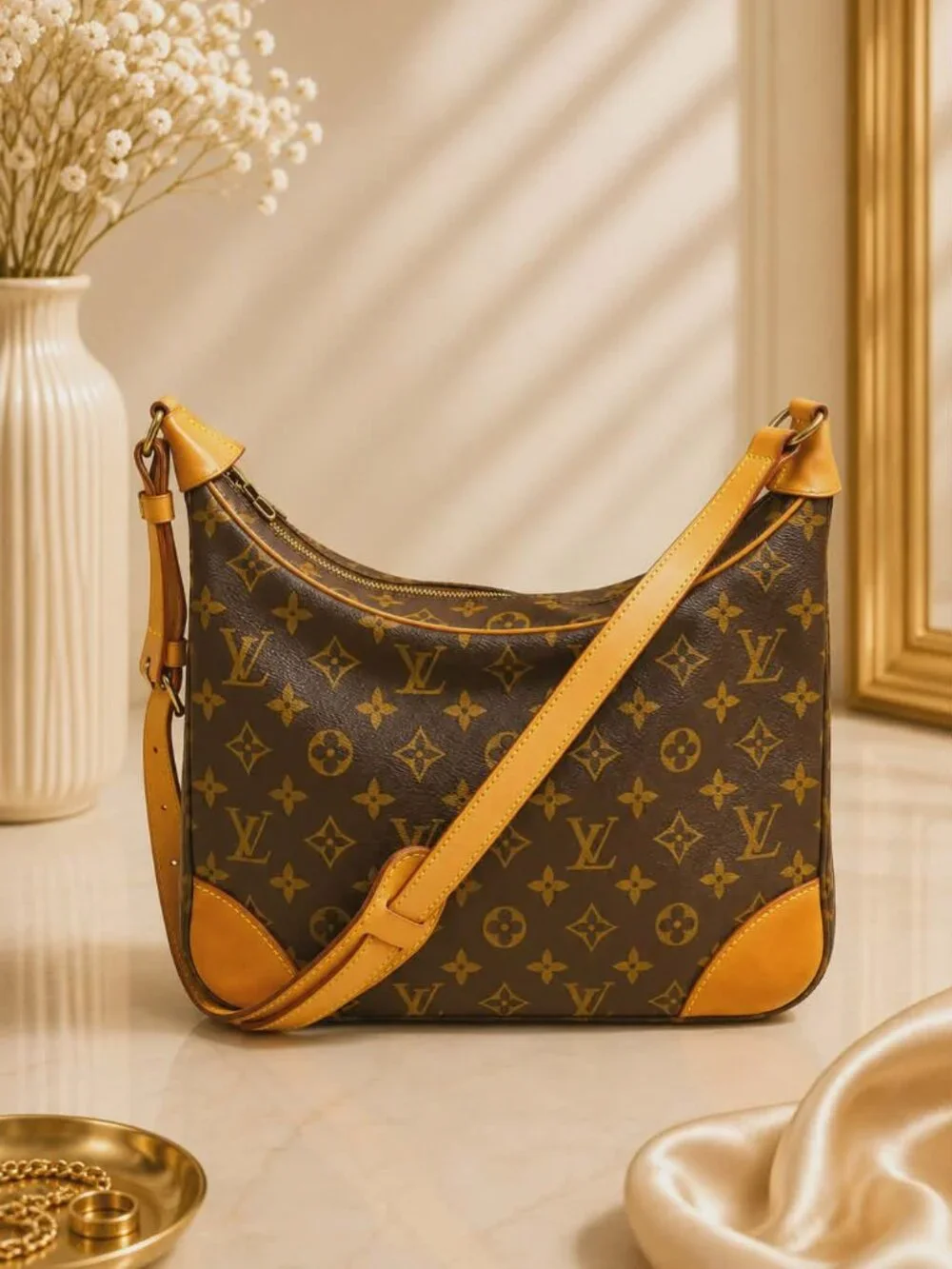Authentic Louis Vuitton Boulogne 30 Monogram Canvas Shoulder Bag Vintage LV